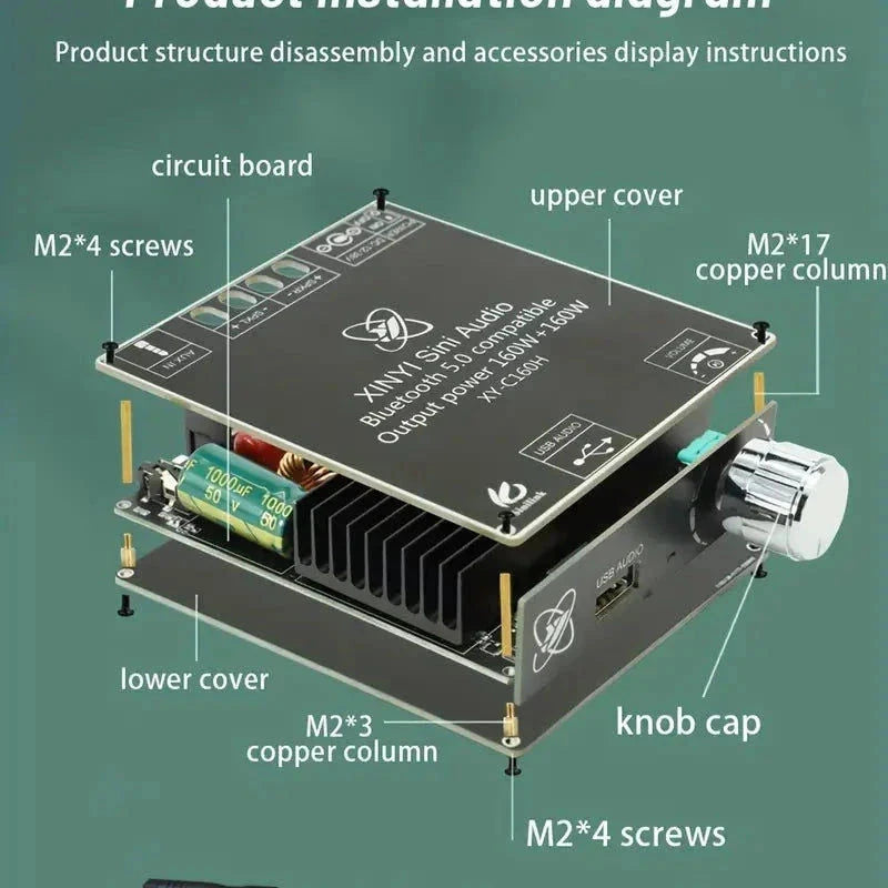 Sinilink Fertiger Mini Bausatz Audio Digital Power Amplifier 50Wx2 BT 5.0 elektroniktrade Switzerland