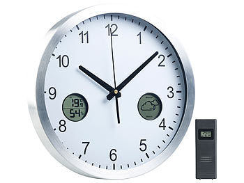 St. Leonhard Funk-Wanduhr mit digitaler Wetterstation und Funk-Außensensor, DCF77 Elektroniktrade Switzerland