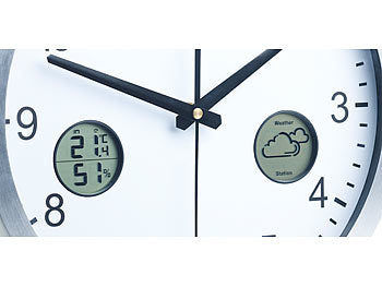 St. Leonhard Funk-Wanduhr mit digitaler Wetterstation und Funk-Außensensor, DCF77 Elektroniktrade Switzerland