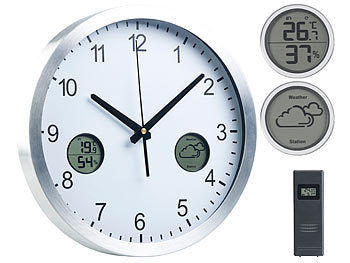 St. Leonhard Funk-Wanduhr mit digitaler Wetterstation und Funk-Außensensor, DCF77 Elektroniktrade Switzerland