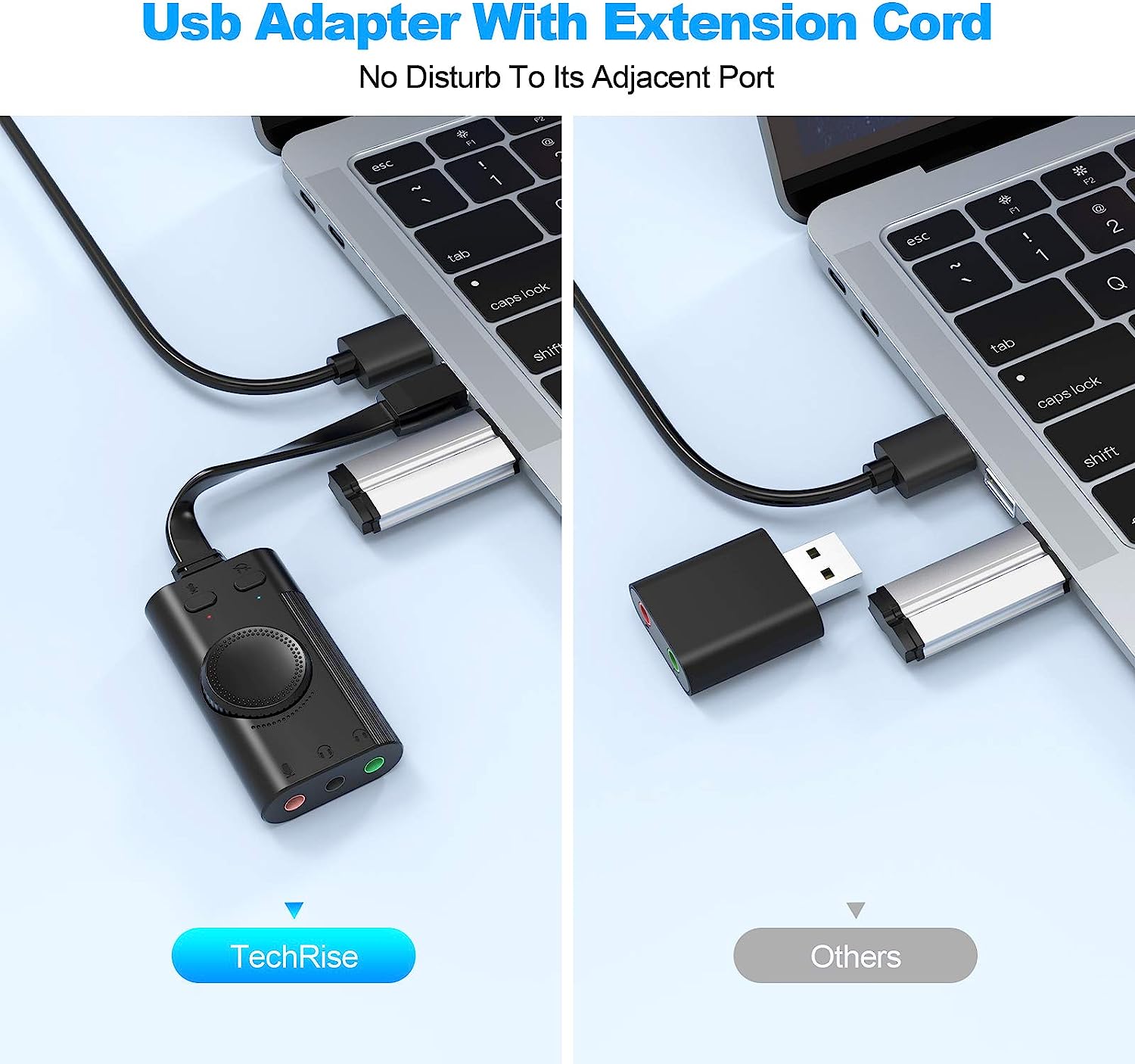 TechRise USB Soundkarte 2 in 1 Adapter mit Lautstärkeregler und Volume Kontrolle Elektroniktrade Switzerland