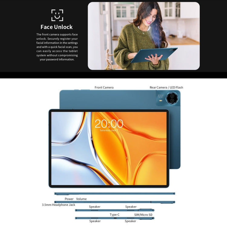 Teclast Teclast T70 4G LTE Tablet PC, 8GB+256GB, 14 Zoll Android 14, Dual Sim Elektroniktrade Switzerland
