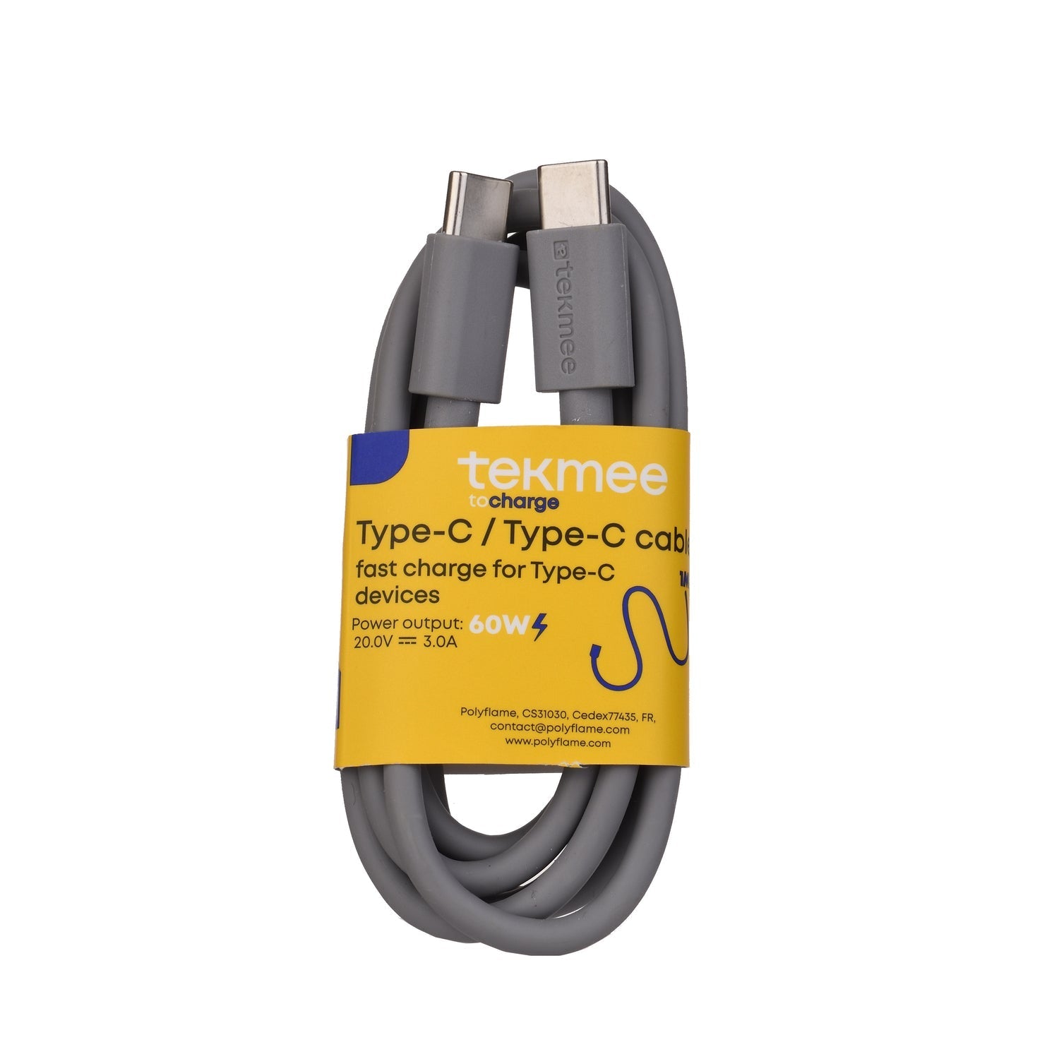 Tekmee TEKMEE USB-C auf USB-C Kabel 1m, 3A Schnellladekabel elektroniktrade Switzerland