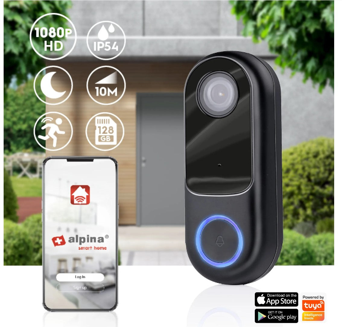 Alpina Smart Home Funkklingel mit Kamera - WLAN - Video - Full HD