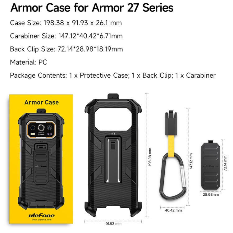 Ulefone Ulefone Armor 27 Ulefone Back Clip Handyhülle mit Karabiner (Schwarz) elektroniktrade Switzerland