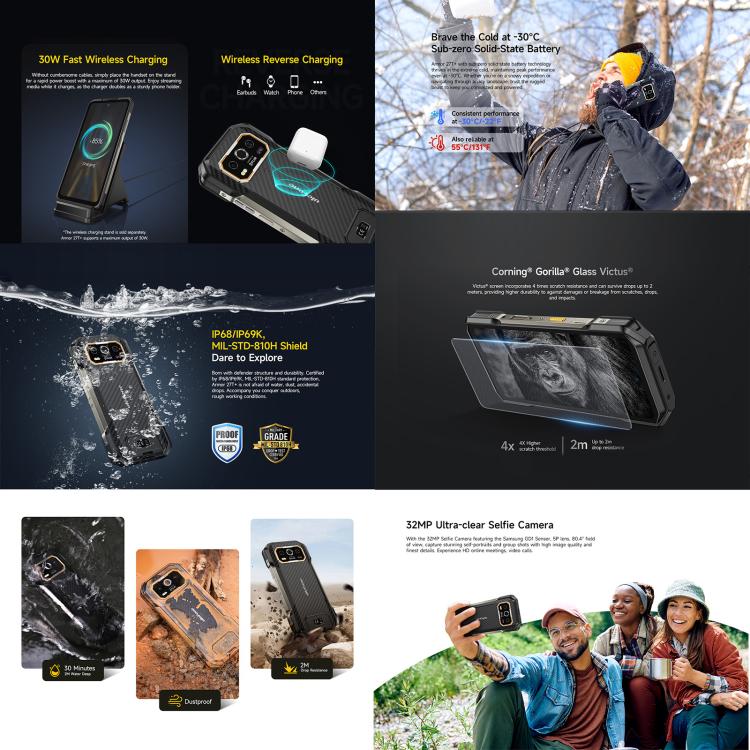 Ulefone Ulefone Armor 27T+, 12GB+256GB, Thermal imager, Night Vision, 10600mAh, 6.78" Android 15, 4G, NFC Elektroniktrade Switzerland