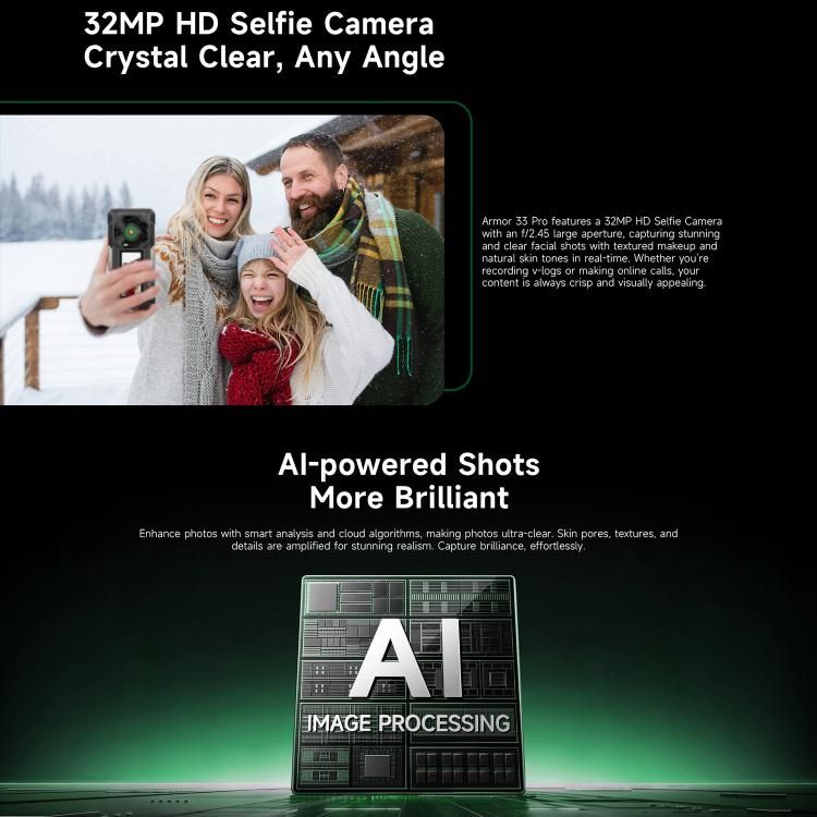 Ulefone Ulefone Armor 33 Pro – Robustes Smartphone, 16 GB + 512 GB, Nachtsicht, 6,95 Zoll + 3,4 Zoll Dual-Screen, Android 14, MediaTek Dimensity 7300X Octa-Core-Prozessor, Netzwerk: 5G, OTG, NFC, Armor 33 Pro elektroniktrade Switzerland