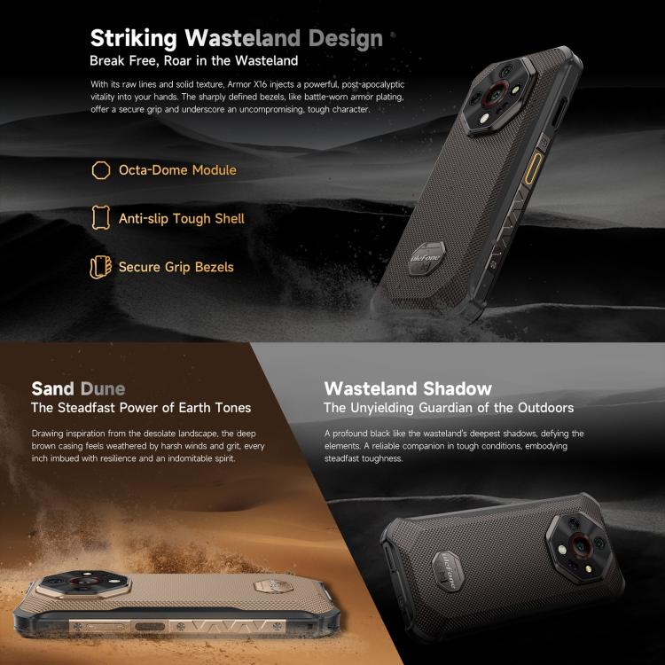 Ulefone Ulefone Armor X16, 6 GB + 128 GB, Nachtsicht, robustes Smartphone (IP68/IP69K), 6,56 Zoll, Android 15, MediaTek Helio G91 Octa-Core-Prozessor, Netzwerk: 4G, NFC, OTG, Armor X16, 6GB+128GB Elektroniktrade Switzerland