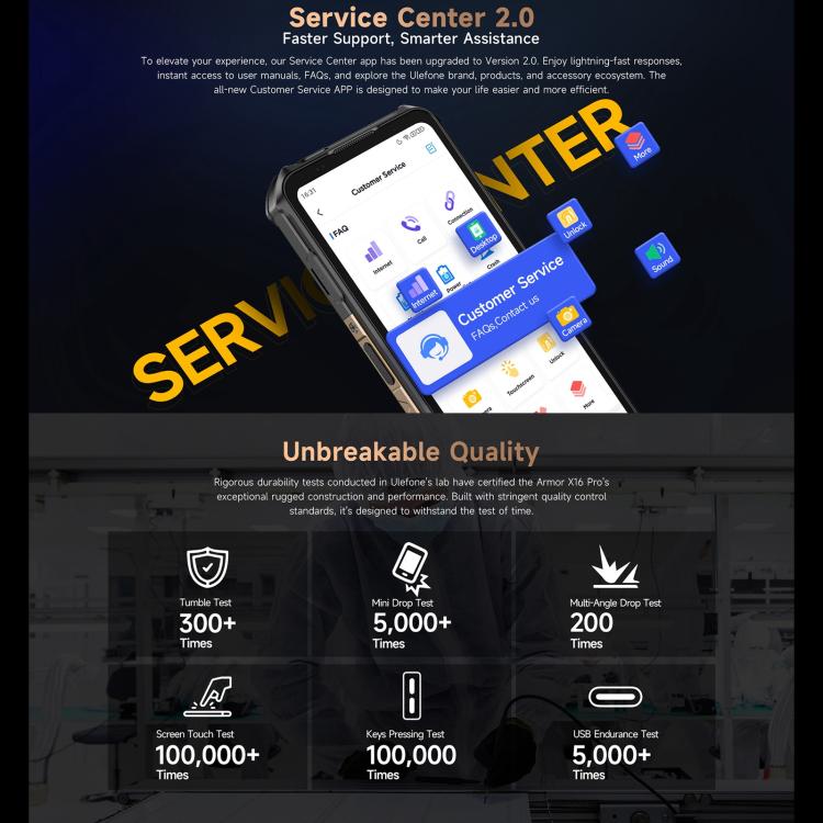 Ulefone Ulefone Armor X16 Pro, 8 GB + 256 GB, Nachtsicht, (IP68/IP69K), 6,56 Zoll, Android 15, MediaTek Dimensity 6300 Octa-Core-Prozessor, Netzwerk: 5G, NFC, OTG elektroniktrade Switzerland