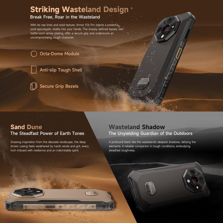 Ulefone Ulefone Armor X16 Pro, 8 GB + 256 GB, Nachtsicht, (IP68/IP69K), 6,56 Zoll, Android 15, MediaTek Dimensity 6300 Octa-Core-Prozessor, Netzwerk: 5G, NFC, OTG elektroniktrade Switzerland