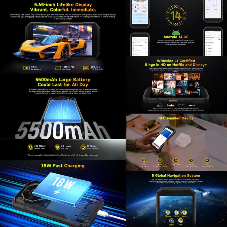 Ulefone Ulefone Armor X32, 8 GB + 128 GB, Nachtsicht, 5,65 Zoll, Android 14, Netzwerk: 4G, NFC, OTG elektroniktrade Switzerland
