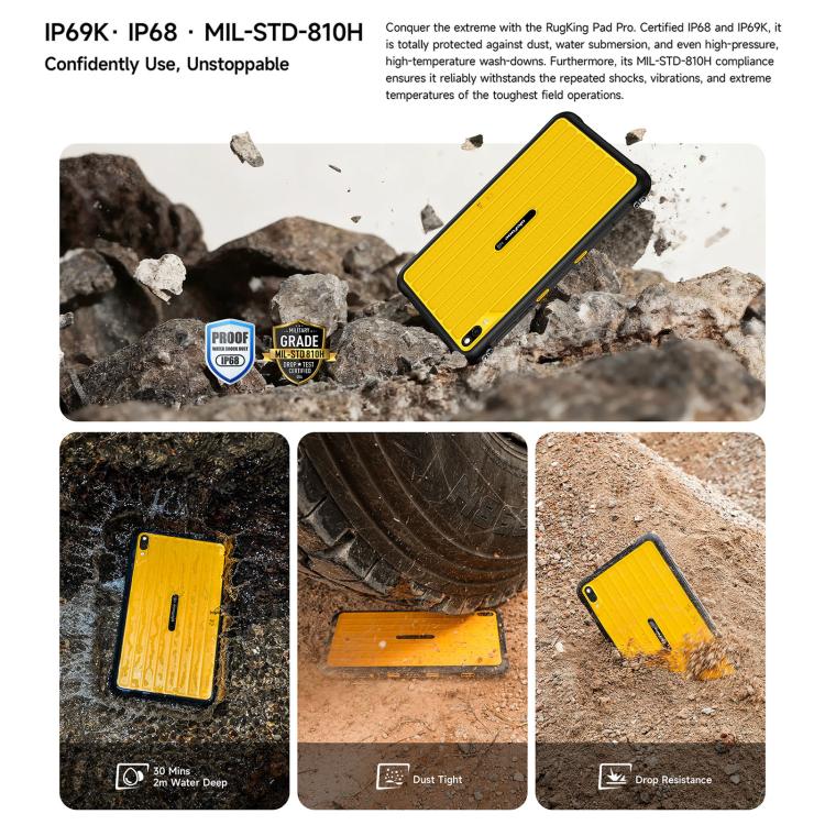 Ulefone Ulefone Rugking Pad Pro Robustes Tablet-PC, 8 GB + 128 GB, 8,68 Zoll, Android 16, Unisoc T7250 Octa-Core-Prozessor, 4G-Netzwerk, EU-Stecker elektroniktrade Switzerland