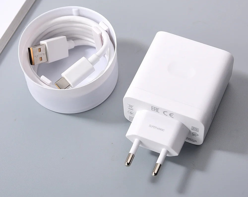 Original 80W SuperVOOC Schnellladegerät mit oder ohne USB-C Kabel für Realme & Oppo