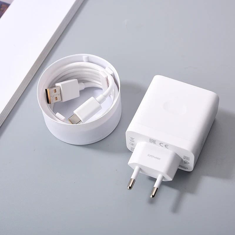 Original 80W SuperVOOC Schnellladegerät mit oder ohne USB-C Kabel für Realme & Oppo