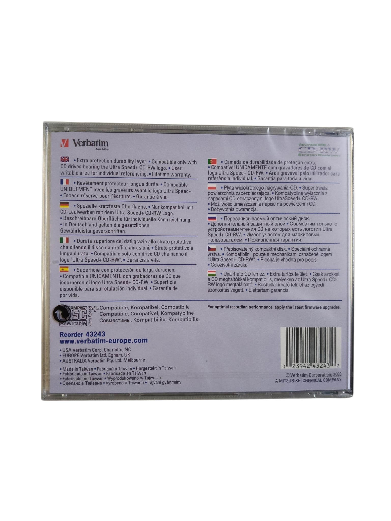 Verbatim Verbatim CD-RW 700MB 32x – Wiederbeschreibbare CD | Advanced SERL+ | Neu & OVP elektroniktrade Switzerland