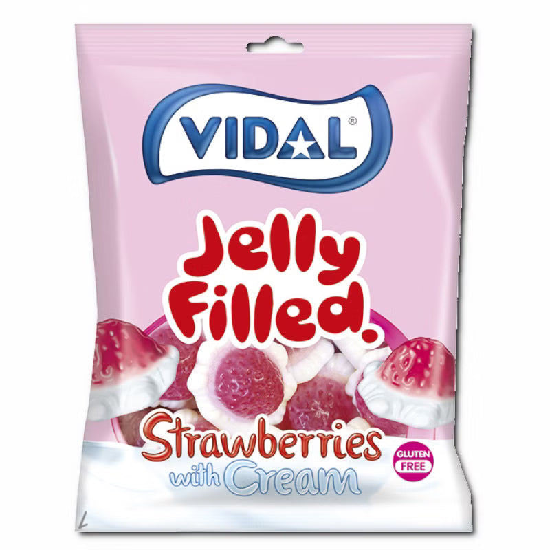 Vidal Golosinas S.A. Vidal Strawberries with Cream, Fruchtgummi, 1 Beutel je 85g elektroniktrade Switzerland