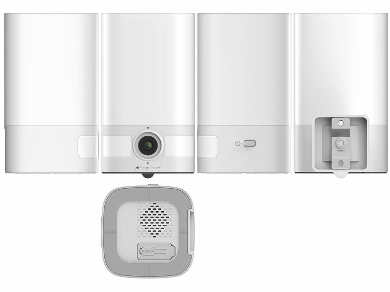 VisorTech 2K-Akku-Überwachungskamera, LED-Licht 600 lm, Alarm, WLAN, App, IP65 elektroniktrade Switzerland