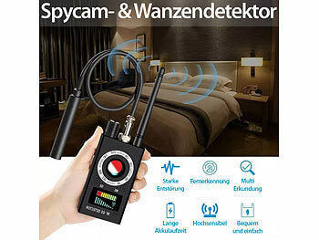 VisorTech Profi-Akku-Spycam- & Wanzendetektor, erkennt 1 MHz-6,5 GHz, GSM u.v.m. elektroniktrade Switzerland