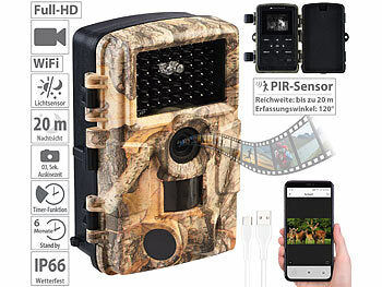 VisorTech WLAN-Full-HD-Wildkamera mit 120°-PIR, Nachtsicht, 6 Mon. Stand-by, App Elektroniktrade Switzerland