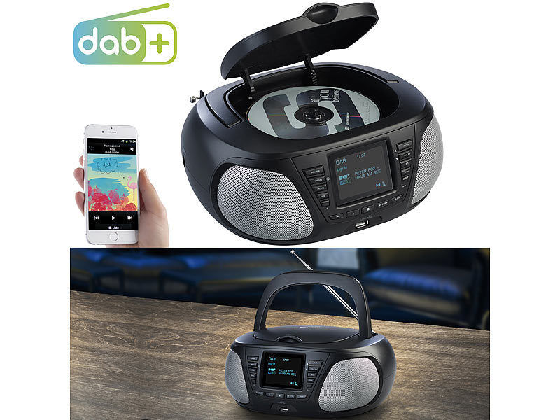 VR-Radio Mobile Stereo-Boombox mit DAB+/FM, Bluetooth, CD, AUX, 10 Watt Elektroniktrade Switzerland