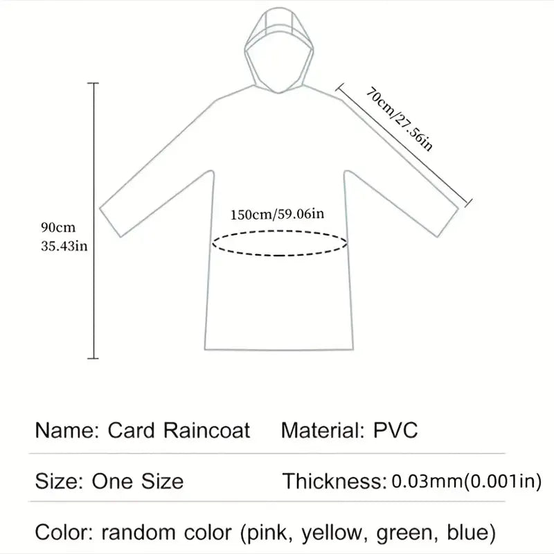 Tragbarer Einweg-Regenmantel, verschiedene Farben.