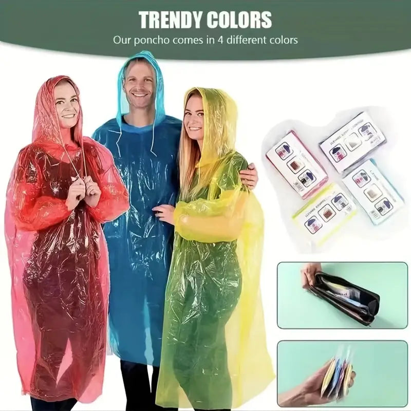 Tragbarer Einweg-Regenmantel, verschiedene Farben.