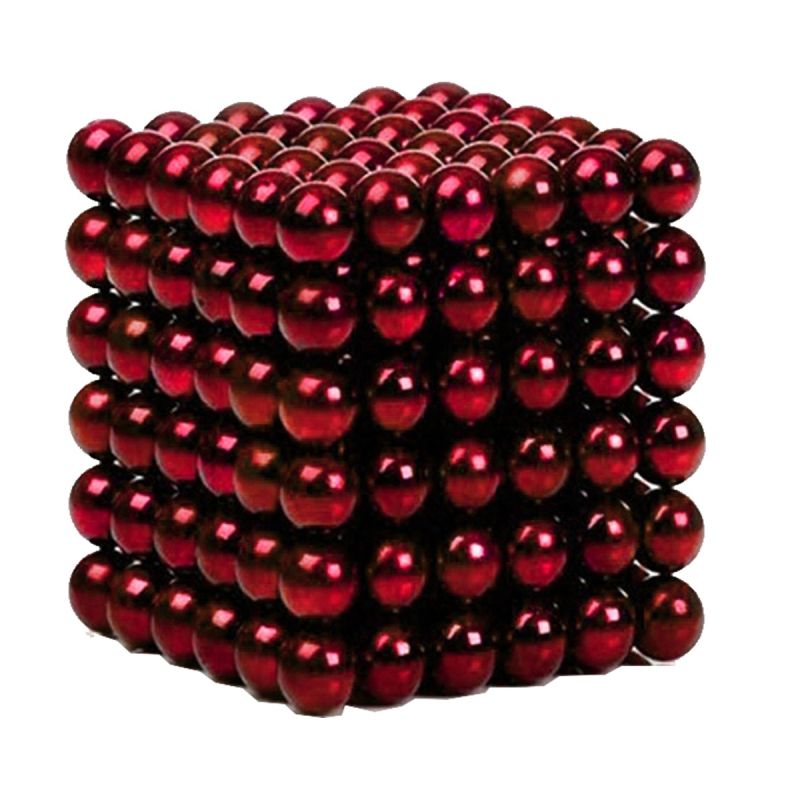 Neocube aus 5 mm Magnetkugeln - Rot - Set mit 216 Kugeln zum Würfel geformt
