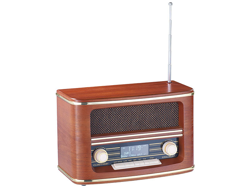 Digitales Nostalgie-Stereo-Radio mit DAB+, Bluetooth 5.0, FM & Wecker
