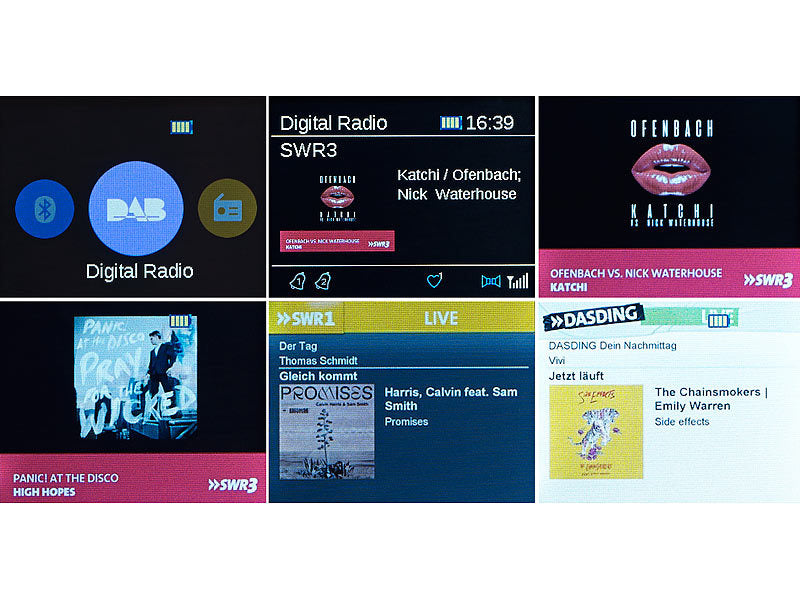 Mobiles Digitalradio mit DAB+ und UKW, LCD-Farbdisplay, Wecker, 8 Watt