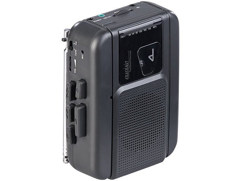 Mobiler Kassettenspieler, Bluetooth-Transmitter, Sprachrekorder, Radio