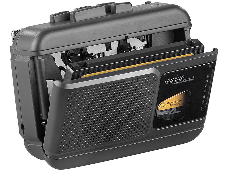 Mobiler Kassettenspieler, Bluetooth-Transmitter, Sprachrekorder, Radio