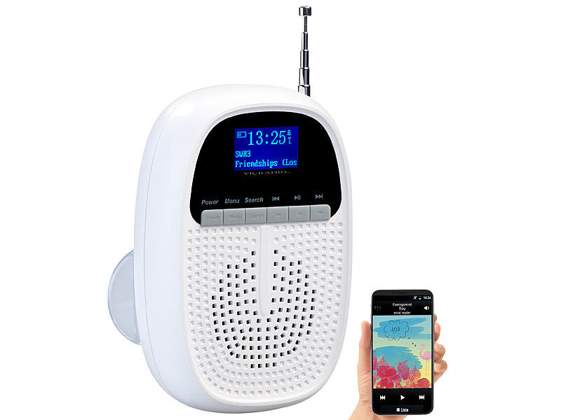 Badezimmer-Akku-Radio mit DAB+/FM, Bluetooth, Freisprech-Funktion, 6 W