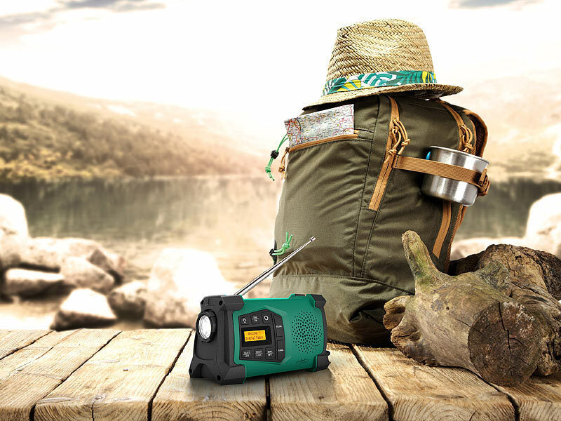 Mobiles Kurbelradio mit DAB+, EWF-Funktion, Solarpanel, LED, USB