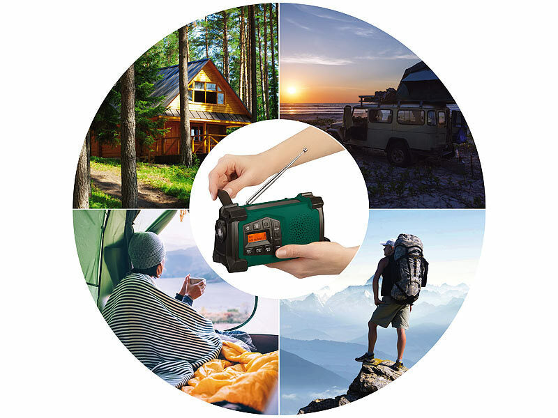 Mobiles Kurbelradio mit DAB+, EWF-Funktion, Solarpanel, LED, USB