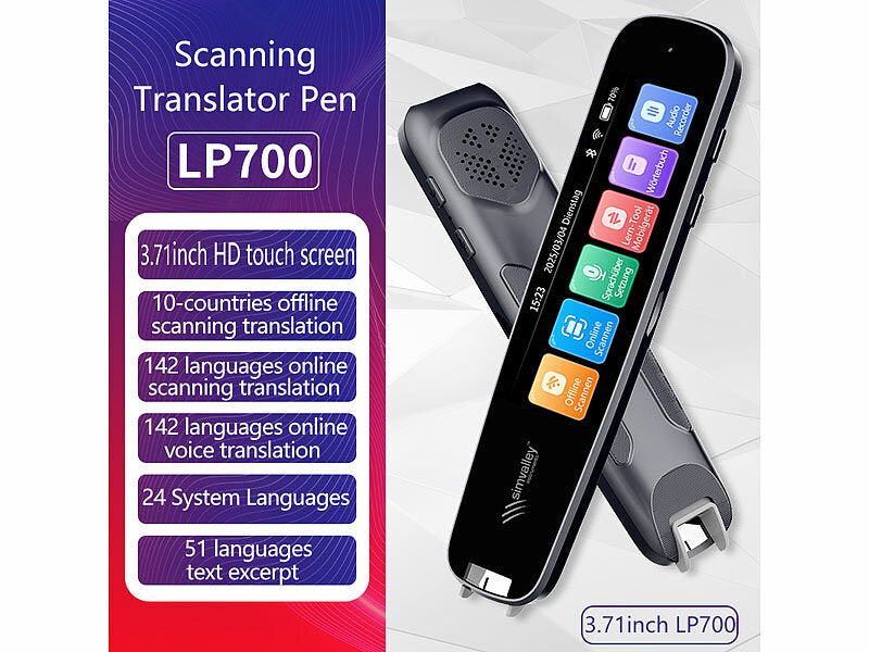 Übersetzer-Stift, 142 Online-Sprachen, Scan-Funktion, Touch-Display