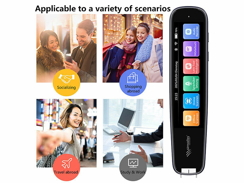 Übersetzer-Stift, 142 Online-Sprachen, Scan-Funktion, Touch-Display