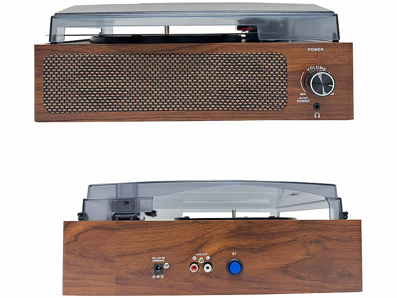 Schallplattenspieler mit Stereo-Lautsprecher und Bluetooth, 12 Watt