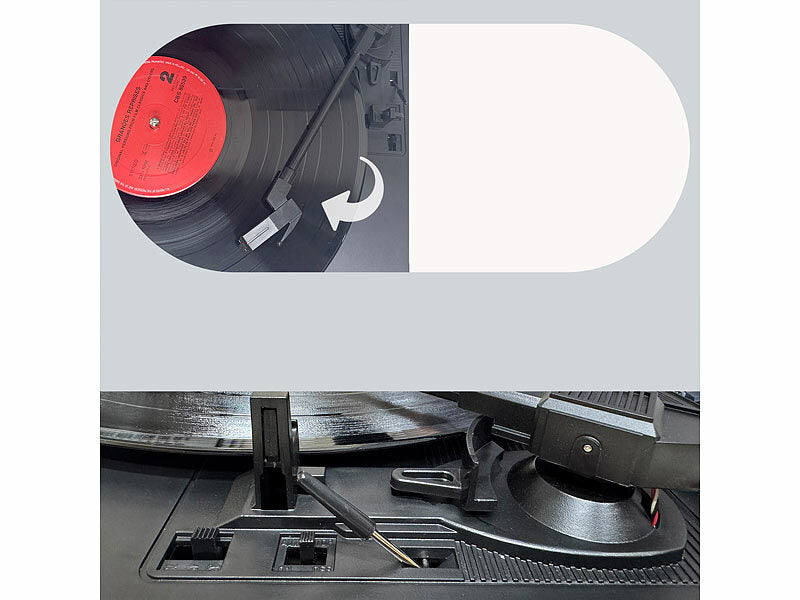 Schallplattenspieler mit Stereo-Lautsprecher und Bluetooth, 12 Watt