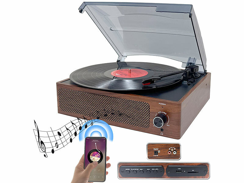 Schallplattenspieler & -Digitalisierer, Stereo-Lautsprecher, Bluetooth