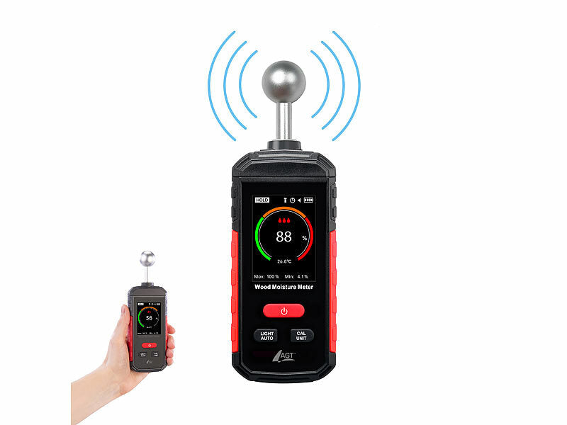 Akku-Feuchtigkeits-Messgerät, nichtinvasive Messung, Farb-LCD, 5-40 mm