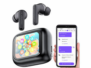 KI Übersetzer Kopfhörer: auvisio KI-Echtzeitzeitübersetzer & In-Ear-Kopfhörer, 135 Sprachen, ANC, 28 dB