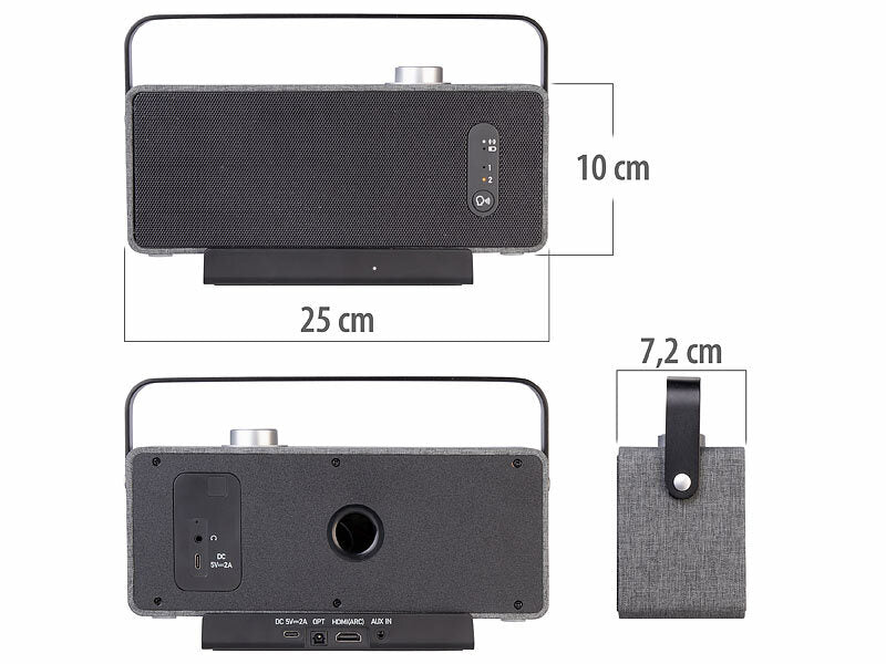 Mobiler TV-Lautsprecher, digitale Funk-Übertragung, 2 Hörprofile, Akku