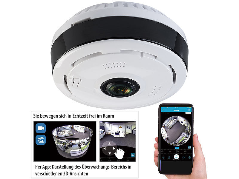 360°-Panorama-Überwachungskamera mit 2K, Nachtsicht, WLAN & App Tuya