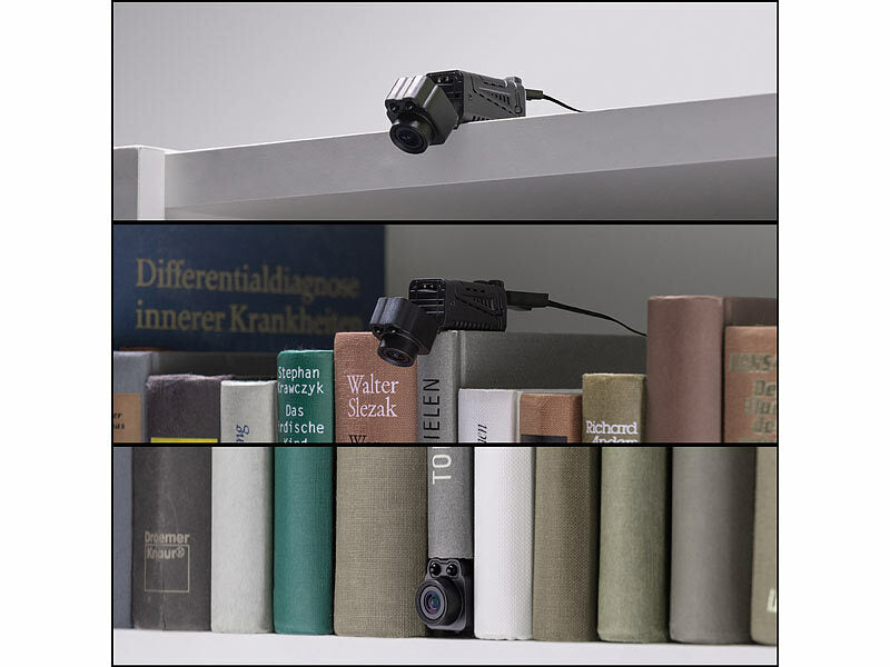 WLAN-Micro-Kamera, Full HD, 90° neigbar, Powerbank, IR-Nachtsicht, App