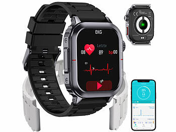 Blutdruckuhr: newgen medicals Fitness-Smartwatch mit EKG-, Herzfrequenz- und Blutdruck-Anzeige erhältlich auf eMall
