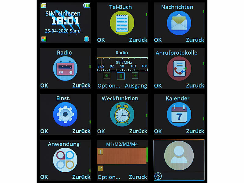 4G-Senioren-Handy mit Garantruf Easy, 4 Kurzwahl-Foto-Tasten, GPS, App