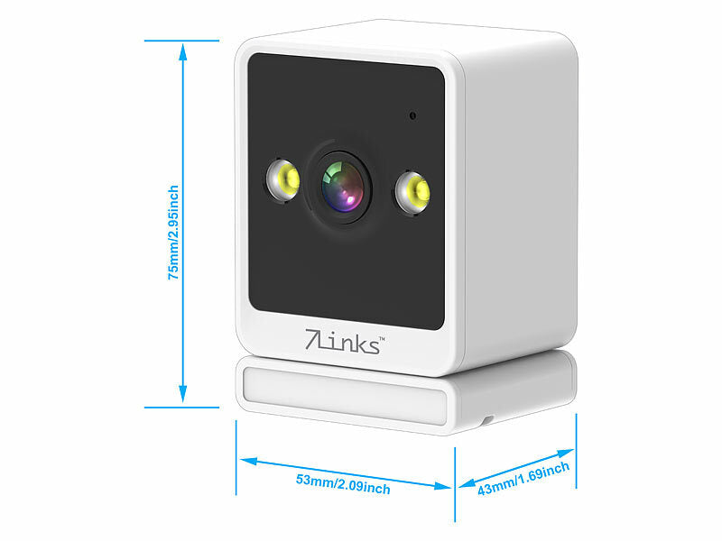 Mini-IP-Kamera, 2K, farbige & IR-Nachtsicht, microSD-Slot, 360°-Halter