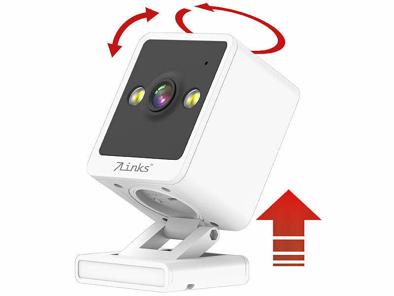 Mini-IP-Kamera, 2K, farbige & IR-Nachtsicht, microSD-Slot, 360°-Halter