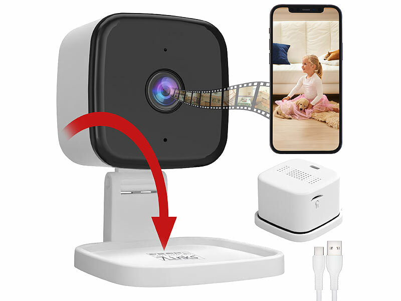 Mini-2K-IP-Überwachungskamera, 4 MP, Nachtsicht, 360°-Halter