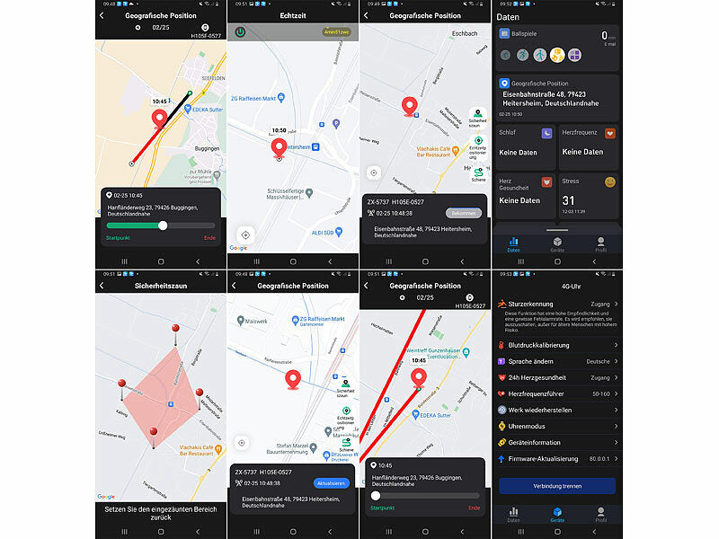 4G-Notfall-Armband mit Freisprechen, GPS, Sturz-Sensor, App, IP67